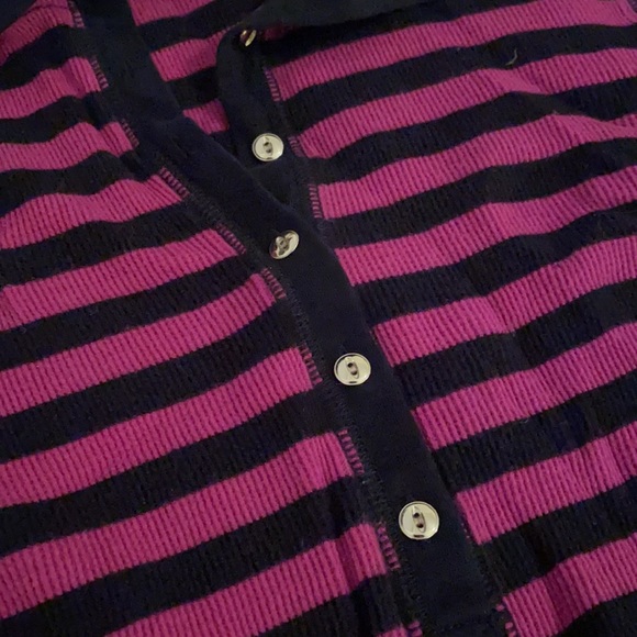 Y2k ribbed stripe Henley - Picture 3 of 3